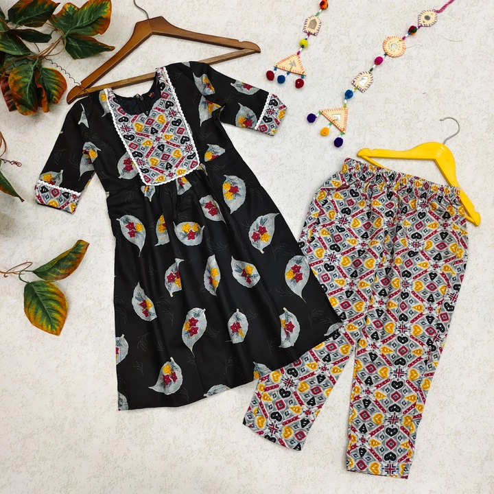 New Fancy Black Color Cotton Printed Kurta And Pant Set For Kids Girls uploaded by Dutt Creation on 7/7/2022