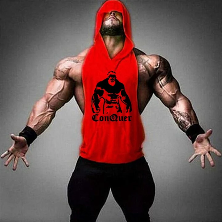 Bodybuilding Gym Sleeveless Hoodies Conquer Vest Stringer Tank Tops for Men uploaded by Hotbutton.in  on 7/7/2022