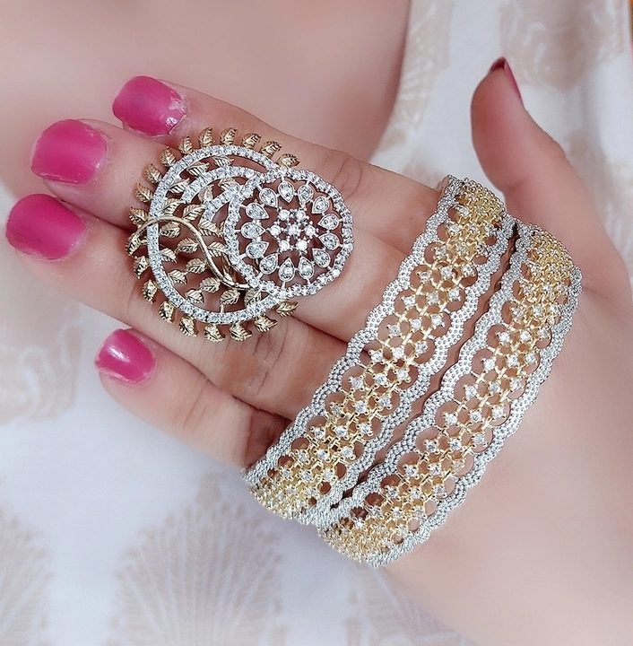 Combo Ad Bangles with Ad Big Size Adjustable Ring uploaded by Fansy Jewellery  on 7/7/2022