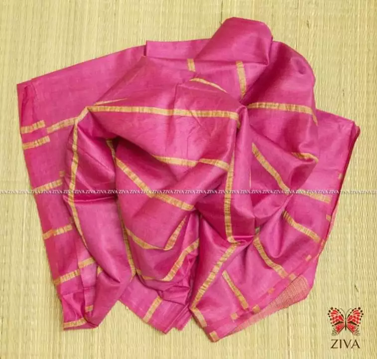 Viscous silk saree with strips body. My contact number&whatsaap number message me sir uploaded by Manufacture & Order Supplier on 7/7/2022