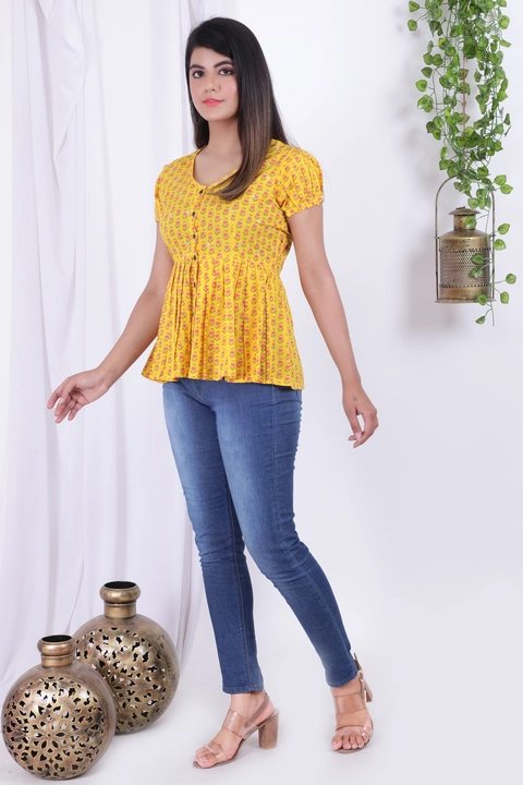 Sahiba Impex trendy rayon women top (yellow) uploaded by business on 7/7/2022