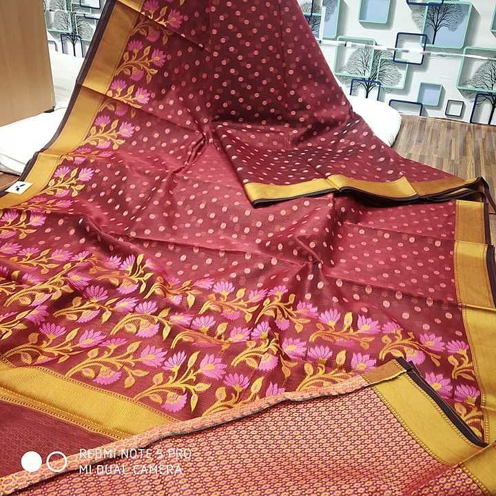 Banarasi pure musrise cotton tilfi 
Iskert chunri booti sarees  uploaded by Hasil creation  on 11/9/2020