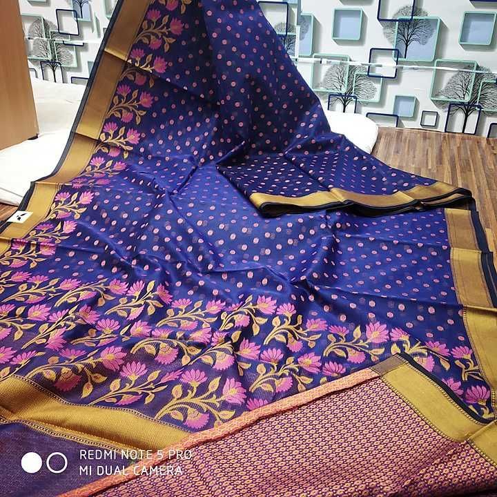 Banarasi pure musrise cotton tilfi iskert 
Chunri booti sarees  uploaded by Hasil creation  on 11/9/2020