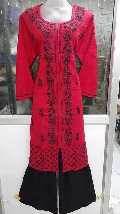 Lucknowi chiken cotton kurti with plazo  uploaded by business on 6/20/2020