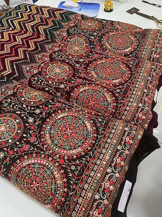 Kashmir embroidery fabric base geroget uploaded by Ganpati enterprises on 11/9/2020