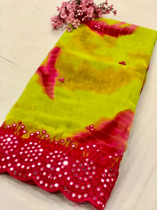 Pure and  very soft  Lite weight  georgette sarees with all over shibori prints and allover  penal f uploaded by Dt Brands  on 7/7/2022