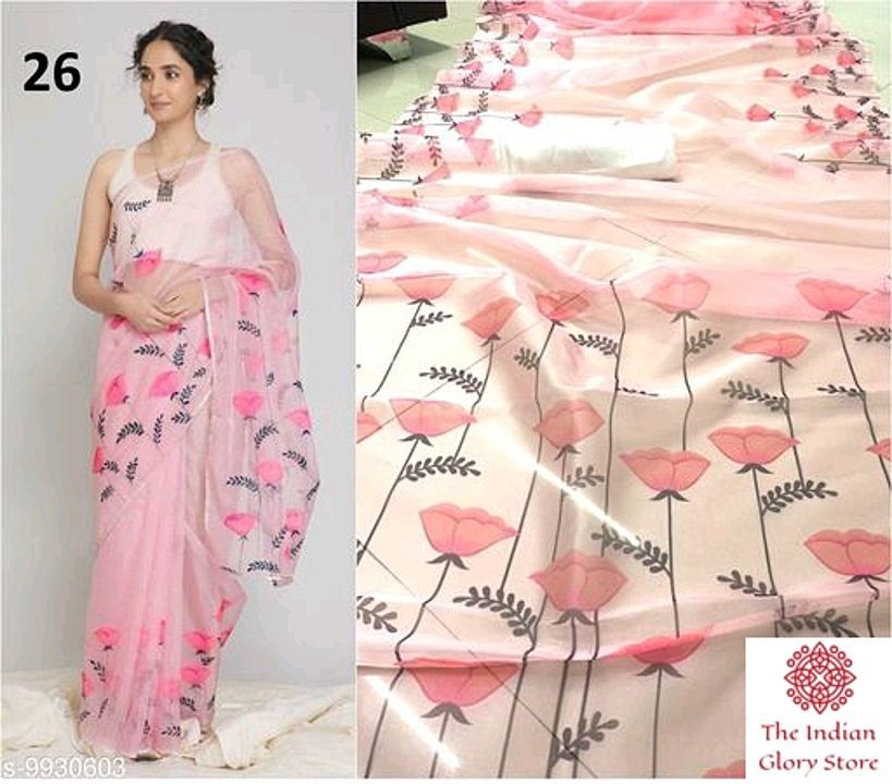 Myra Voguish Sarees

Saree Fabric: Organza
Blouse: Running Blouse
Blouse Fabric: Silk
 uploaded by business on 11/9/2020