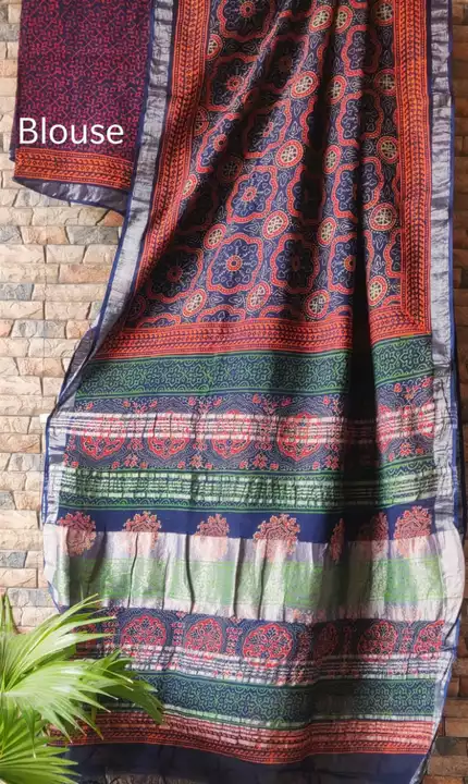 Ajrak print saree  uploaded by Isak fashion on 7/8/2022