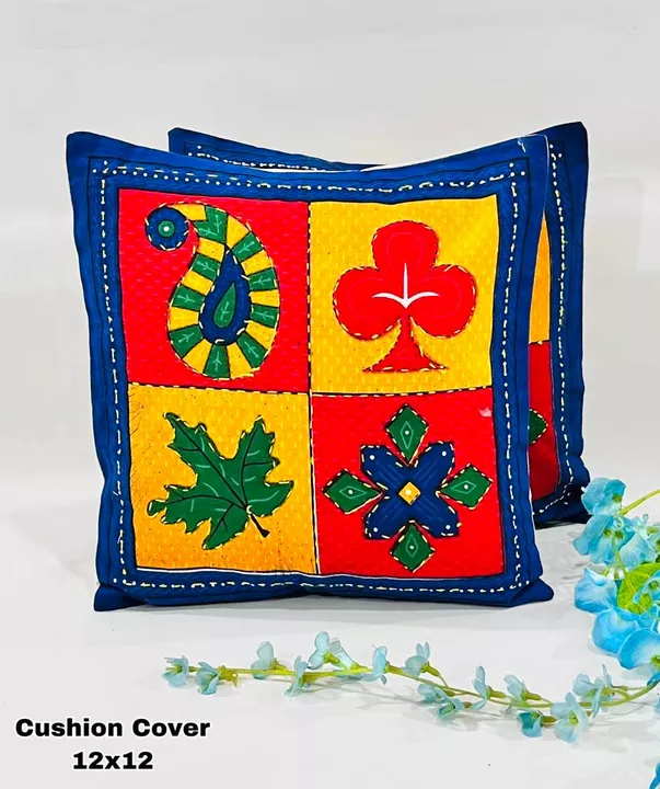 Cushion cover 16*16 inch kantha work contact uploaded by Aayush Enterprises on 7/8/2022