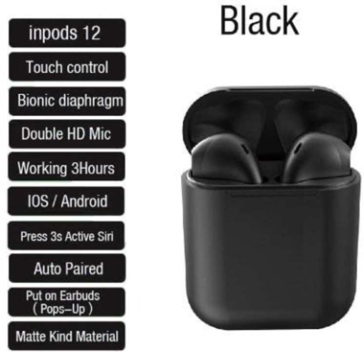 Inponds 12 wireless Airbuds ( black) uploaded by business on 7/8/2022