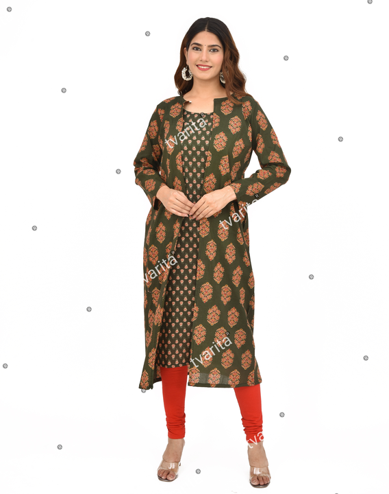 Product image with price: Rs. 955, ID: cotton-kurti-with-shrug-81a39f46