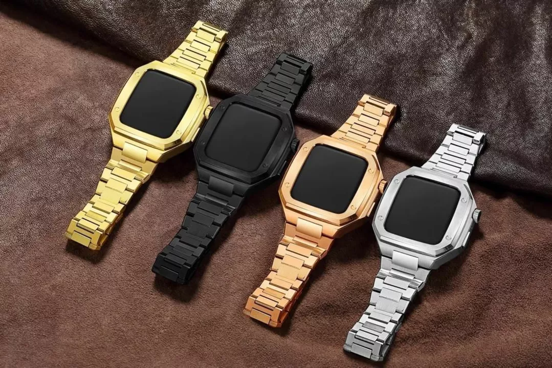 *W77 golden concept apple watch metal case with belt✔️ *

*Available for*

*45mm*
*44mm*

*Gold*
*Bl uploaded by Irfan gaming solutions on 7/8/2022