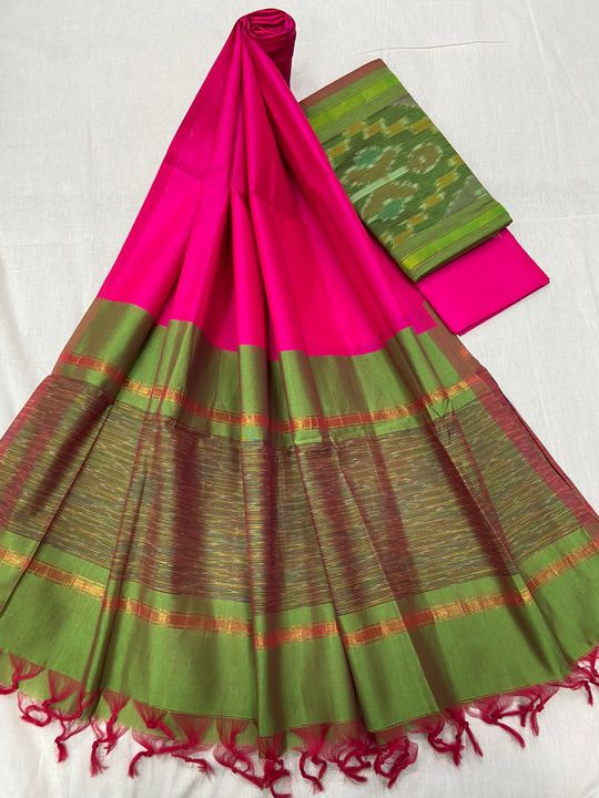 Ikkat semi silk dress materials uploaded by business on 7/8/2022