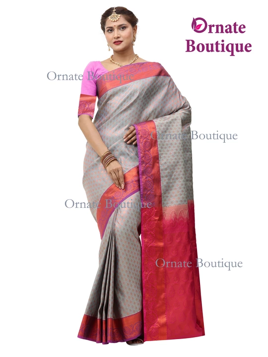 Post image 100% wedding saree 
Leaf Brocket Design 
Art Silk saree,  thana warp, double colour contrast Flora jari,  New Brocket Design along with 90cm Blouse peace,