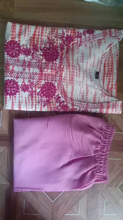 Pink kurti with pant  uploaded by Pankaja Creation on 7/9/2022