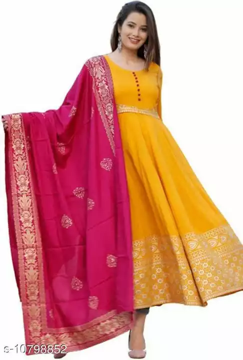 Pink Dupatta yellow kurti set uploaded by Saini enterprises on 7/9/2022