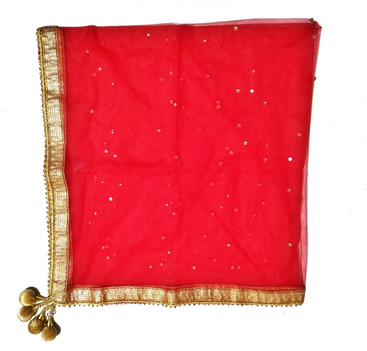 Net Dupatta With Golden Lace And Lattoo  uploaded by business on 7/10/2022