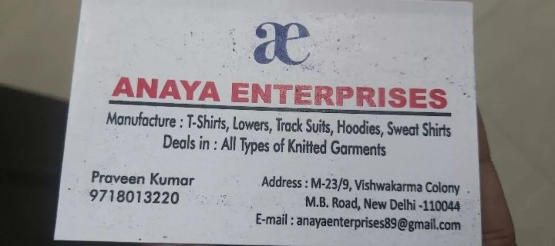 Visiting card store images of Lower manufactrur