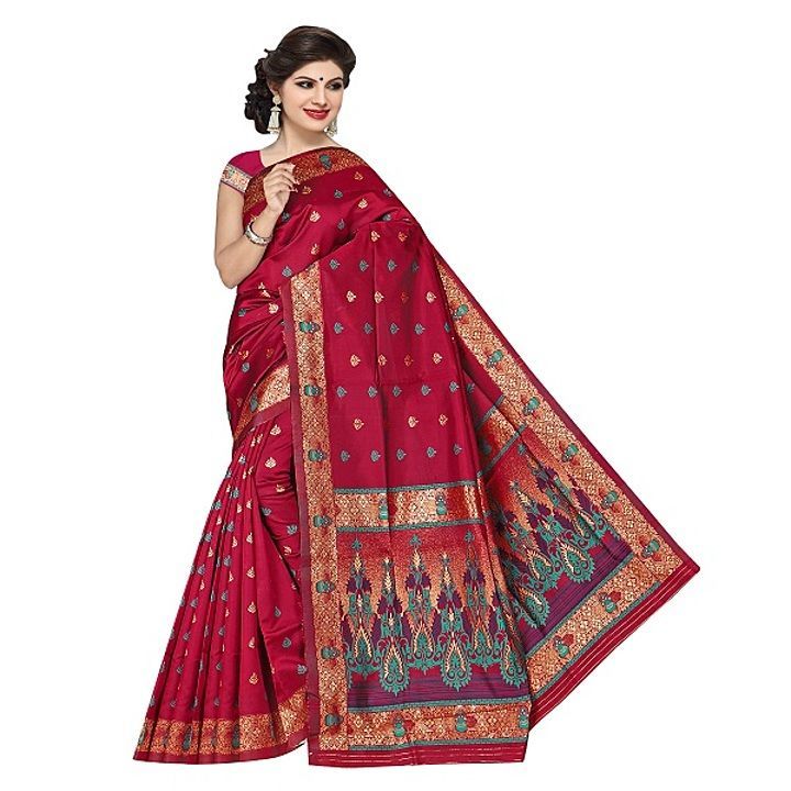 ASSAM SILK EMBROIDERED SAREE WITH BANGLORY SILK BLOUSE PIESE uploaded by Devmi fashion on 11/10/2020