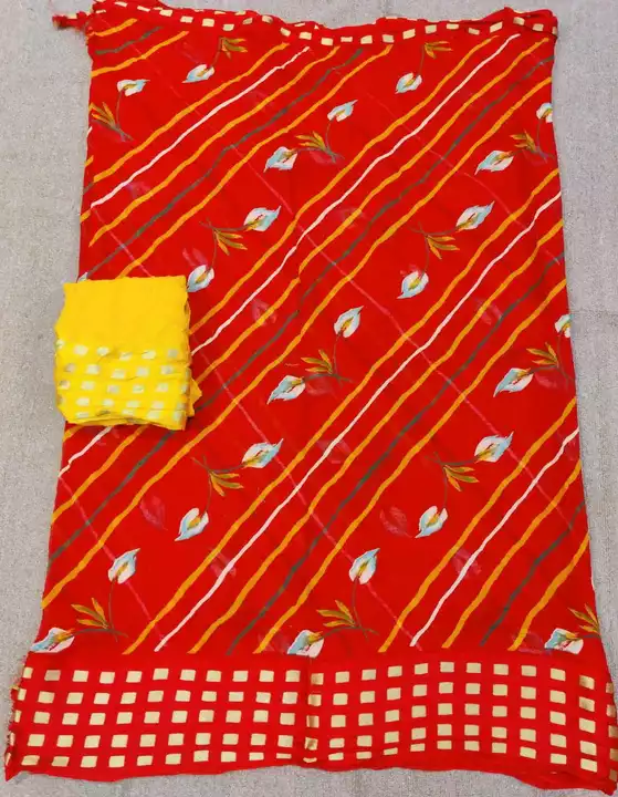 Post image 🔱🔱🔱🕉️🕉️🕉️🔱🔱🔱
     New launchingColourd lehriya 
👉 pure jhorjt satranj zari fabric
 👉 zari running blouse
👉 Jaipuri traditional colourd Lehriya saree
👉redy to dispatch 
🥰 price. 799+&amp;
Book fast🛍️🛍️🛍️🛍️