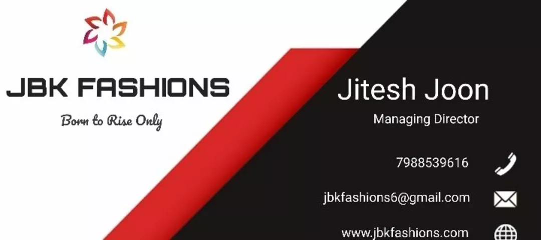 Visiting card store images of JBK FASHIONS