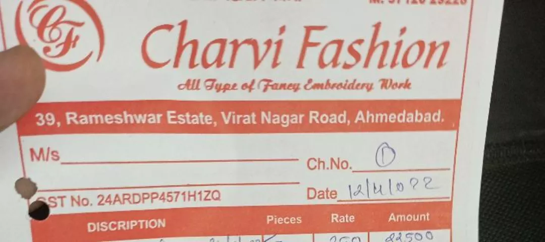 Visiting card store images of Charvi Fashion