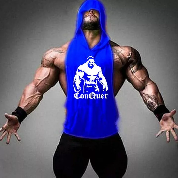 Bodybuilding Gym Sleeveless Hoodies Conquer Vest Stringer Tank Tops for Men uploaded by Hotbutton.in  on 7/11/2022