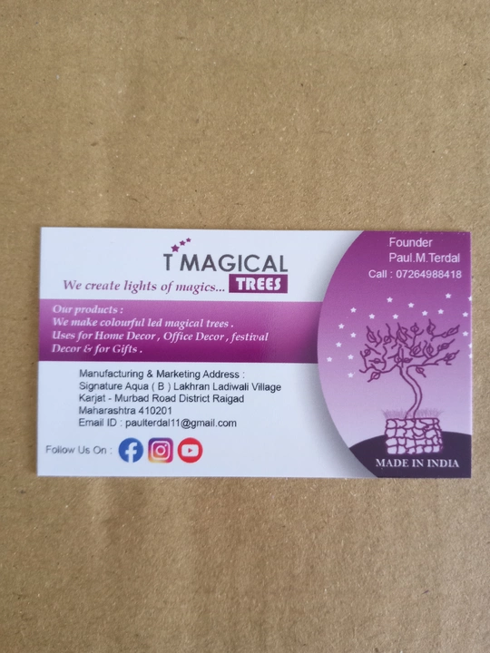 Visiting card store images of T Magical Trees
