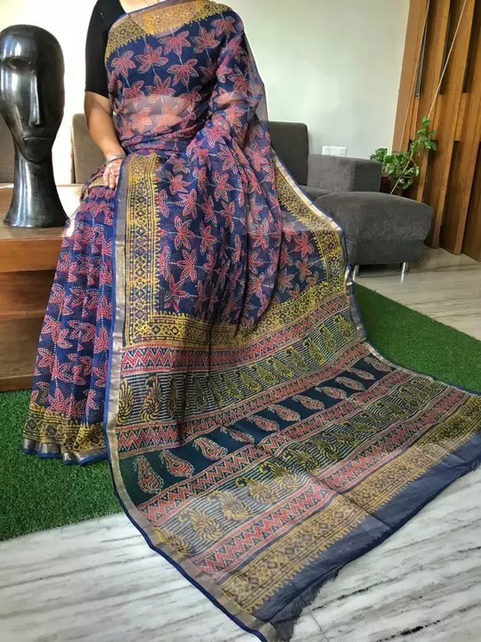 Exclusive Hand Block Printed Kota doriya saree with blouse uploaded by Rahul Online Deal on 7/11/2022