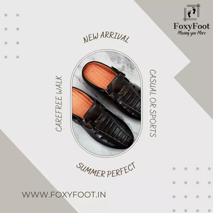📣🥳 Foxyfoot Synthetic Leather Black 🖤 Comfort And Trendy Casual Velcro Sandals For Men 😍🤩 uploaded by business on 7/12/2022
