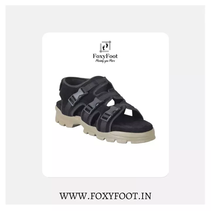 🥳📣 Foxyfoot Synthetic Leather Black 🖤 Comfort Trendy Daily wear Velcro Sandals For Men 😍🤩 uploaded by business on 7/12/2022