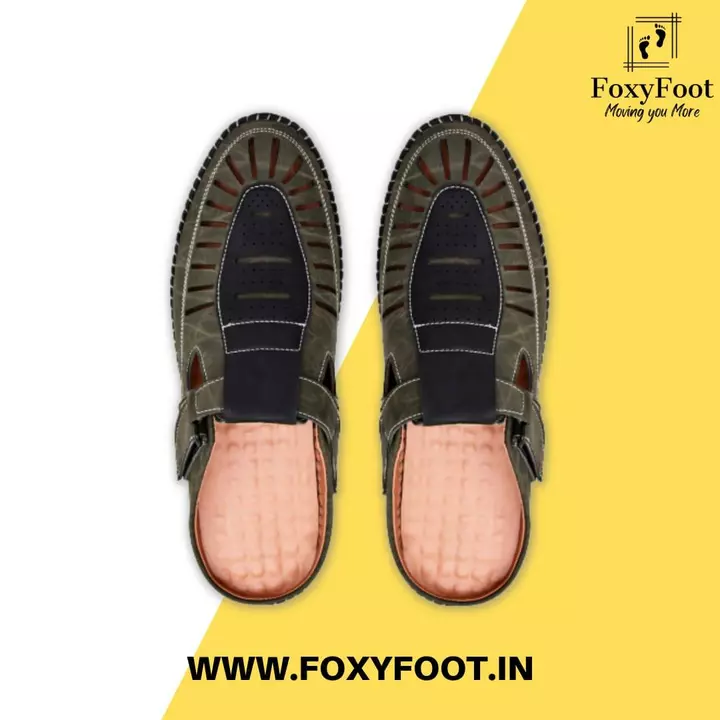 🥳📣 Foxyfoot Synthetic Leather Black 🖤 And Olive 💚 Trendy Casual Velcro Sandals For Men  uploaded by business on 7/12/2022