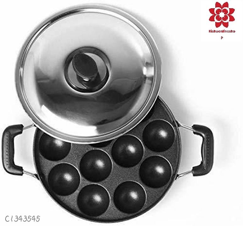 Post image *Catalog Name:* 12 Cavities Non-Stick Appam Patra with Lid
⚡⚡ Quantity: Only 5 units available⚡⚡
*Details:*
Description: It has 1 Piece of Appam Patra with Lid
Material: Appam Patra: Aluminium; Lid: Stainless Steel
Coating: Non-Stick
Capacity : 12 Cavities
Diameter : 22.5 cm
Product Weight : 500 gm
Packing Dimensions ( L x B x H in cm) : 40 x 30 x 5
Total No. of Pieces: 1
Designs: 4
💥 *FREE COD*
💥 *FREE Return &amp; 100% Refund*
🚚 *Delivery:* Within 6 days
Only 370-/