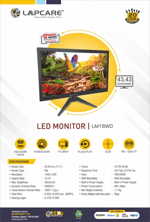 Lapcare 18.5" LED monitor  uploaded by MAHAKALI INFOTECH on 7/12/2022