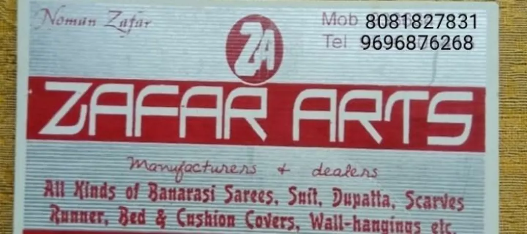 Visiting card store images of Zafar Arts