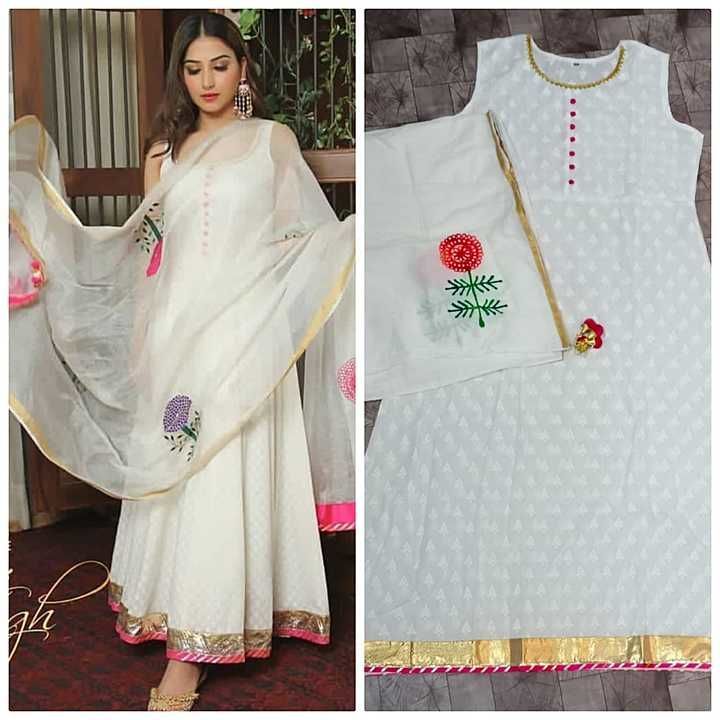 White gownkurti with dupatta uploaded by business on 11/11/2020