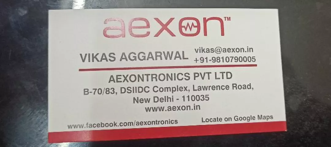 Visiting card store images of AEXONTRONICS Pvt.Ltd.