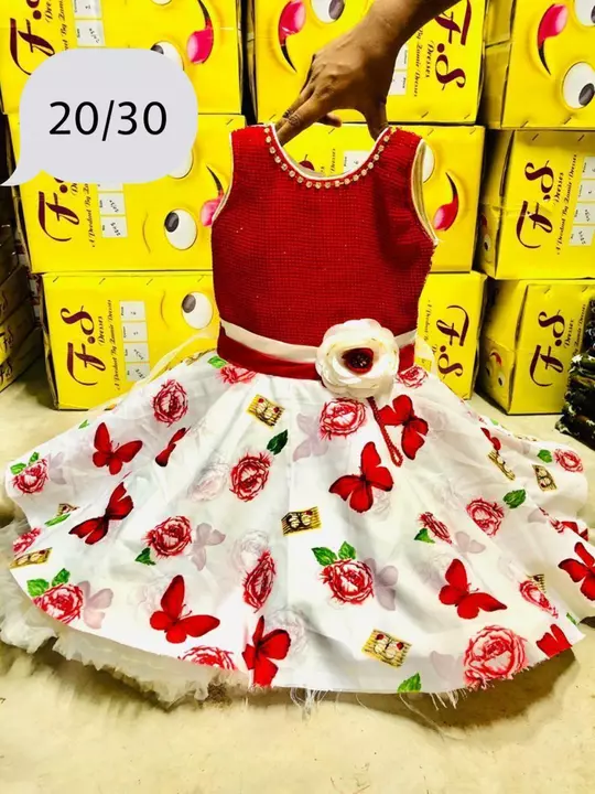 Red butter fly printed frock uploaded by business on 7/13/2022