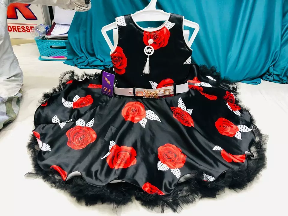 Red rose black party frock uploaded by R.s.k fashion on 7/13/2022
