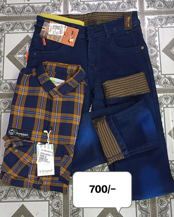 Post image denim jeans cotton shirt 700/- only retail