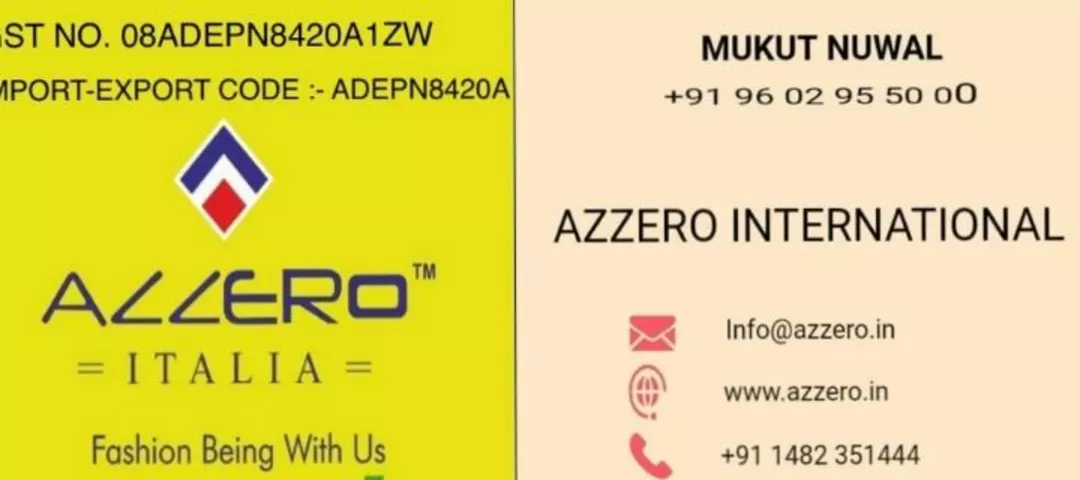Visiting card store images of AZZERO INTERNATIONAL