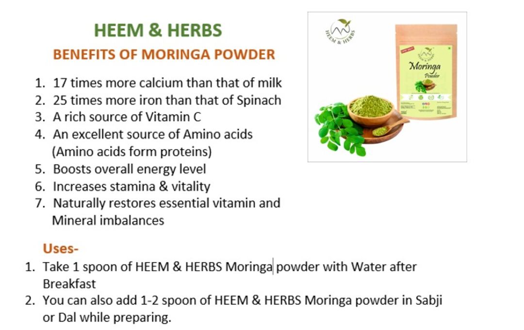 Post image Grab the Best Deal Now.....HEEM &amp; HERBS Moringa powder at very cheap price.Very Demanded product in the marketDM for more information.Please visit our store and have a look at our catalog