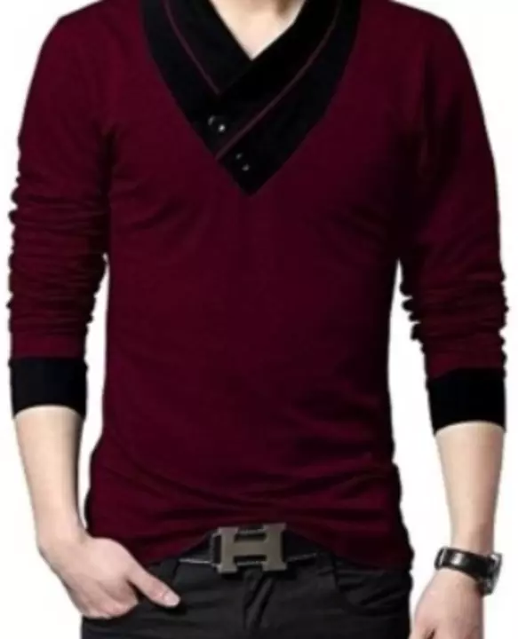 Try This Solid Men Shawl Neck Maroon T-Shirt uploaded by business on 7/14/2022