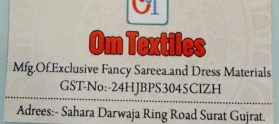 Visiting card store images of Om textile 