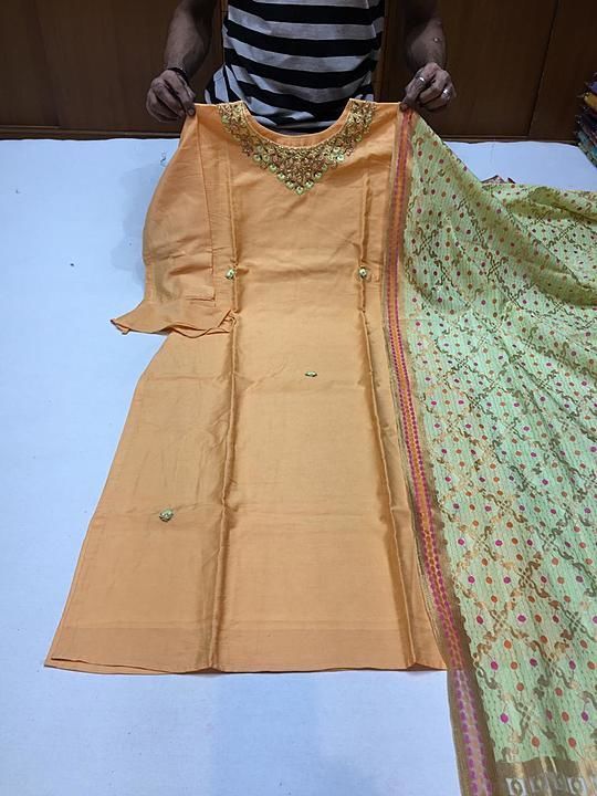 masleen kurti with hand embroidery  uploaded by Aggarwal fashion store  on 11/11/2020