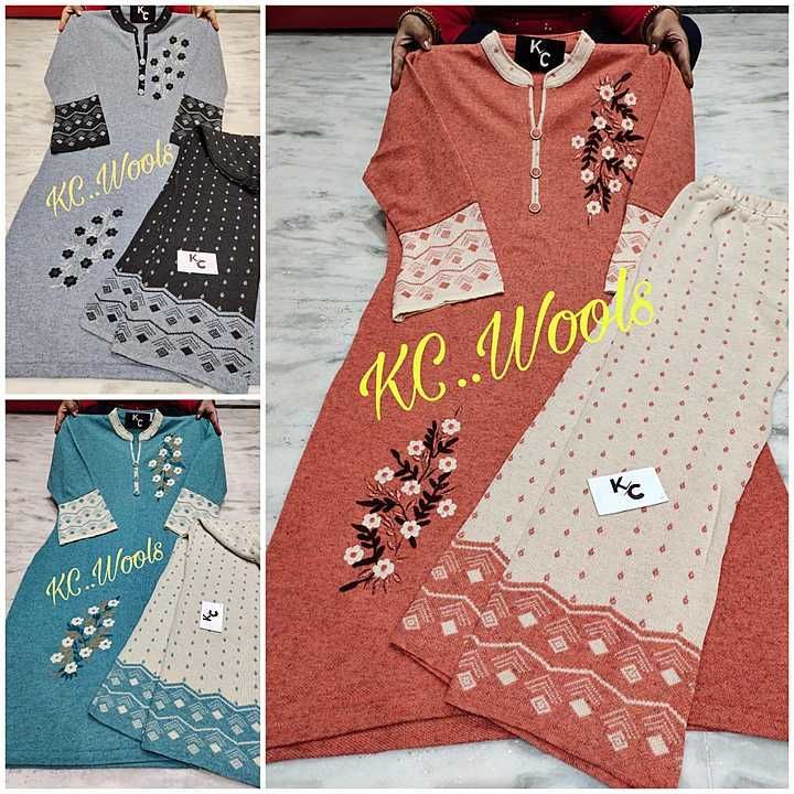 *KC Wools...Presents*

 *👗DESIGNER KURTI +Plazo Set👗*

*🌼Stylish Pure Wool Premium Quality..Smart uploaded by business on 11/11/2020