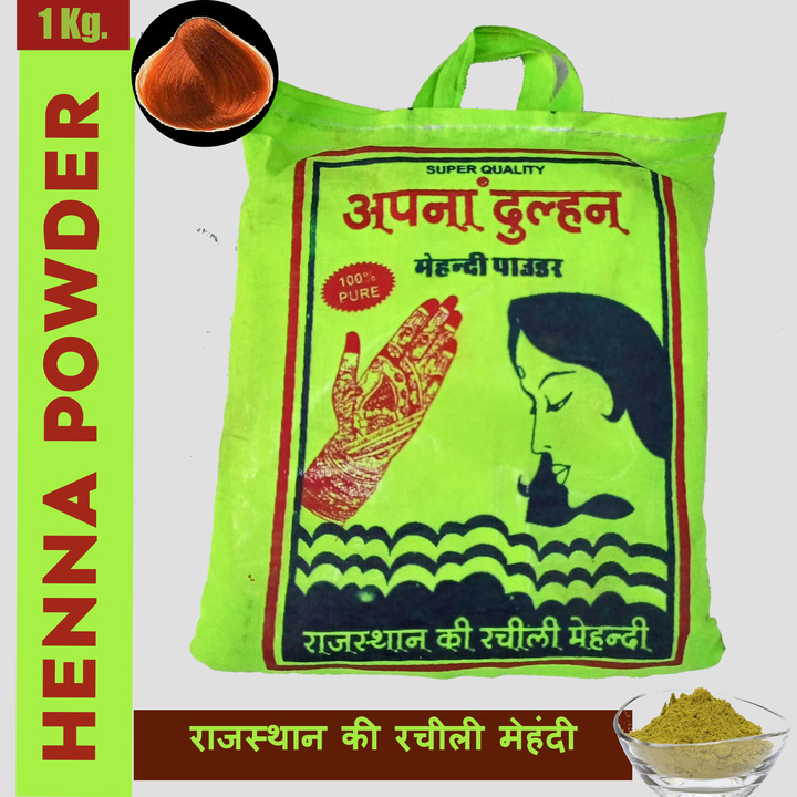 Apna Dulhan Mehandi Powder 1kg. MRP 220 Cloth packing uploaded by Henna manufacturer Mukesh Kumar & Company  on 7/15/2022
