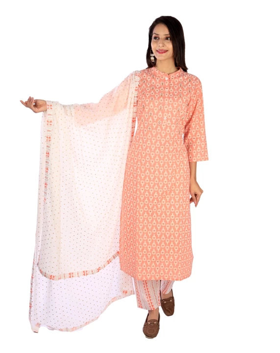 Woman's Cotton Kurta Pant & Dupatta set  uploaded by MAANYA IMPEX on 7/15/2022