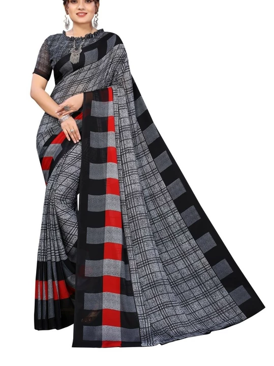 Georgette saree with printed  uploaded by Jagruti tex fab on 7/15/2022