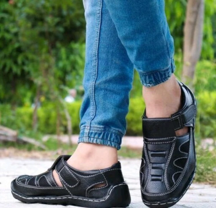 🎉🥳 Lazy21 Synthetic Leather Black 🖤 Comfort And Fashionable Trendy Casual Velcro Sandals For Men  uploaded by .lazy21.com on 7/15/2022